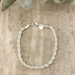 925 Sterling Silver Dainty Twist Chain Bracelet Stackable Chain Bracelet